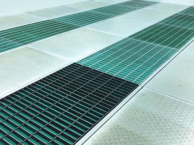 All steel construction raised basement (2-row grating+3-row checkered plate)