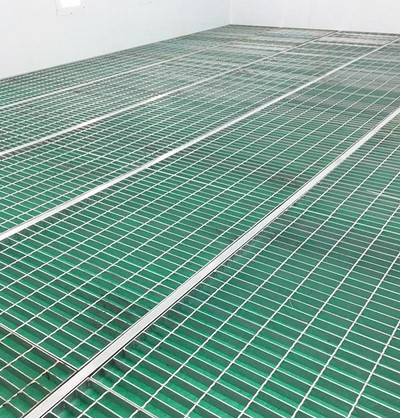All steel construction raised basement (5-row grating)