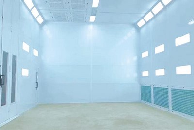 Semi-downdraft paint booth